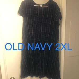 Navy blue and pink plaid XXL short dress